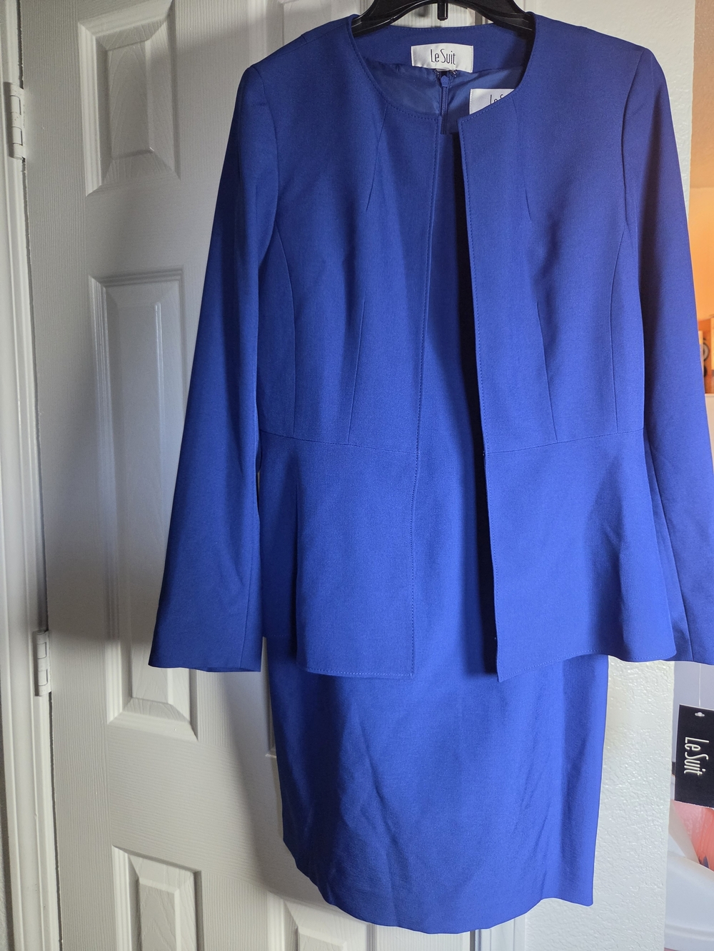 Le Suit Women's Cobalt Blue Two-Piece Blazer and Skirt Set